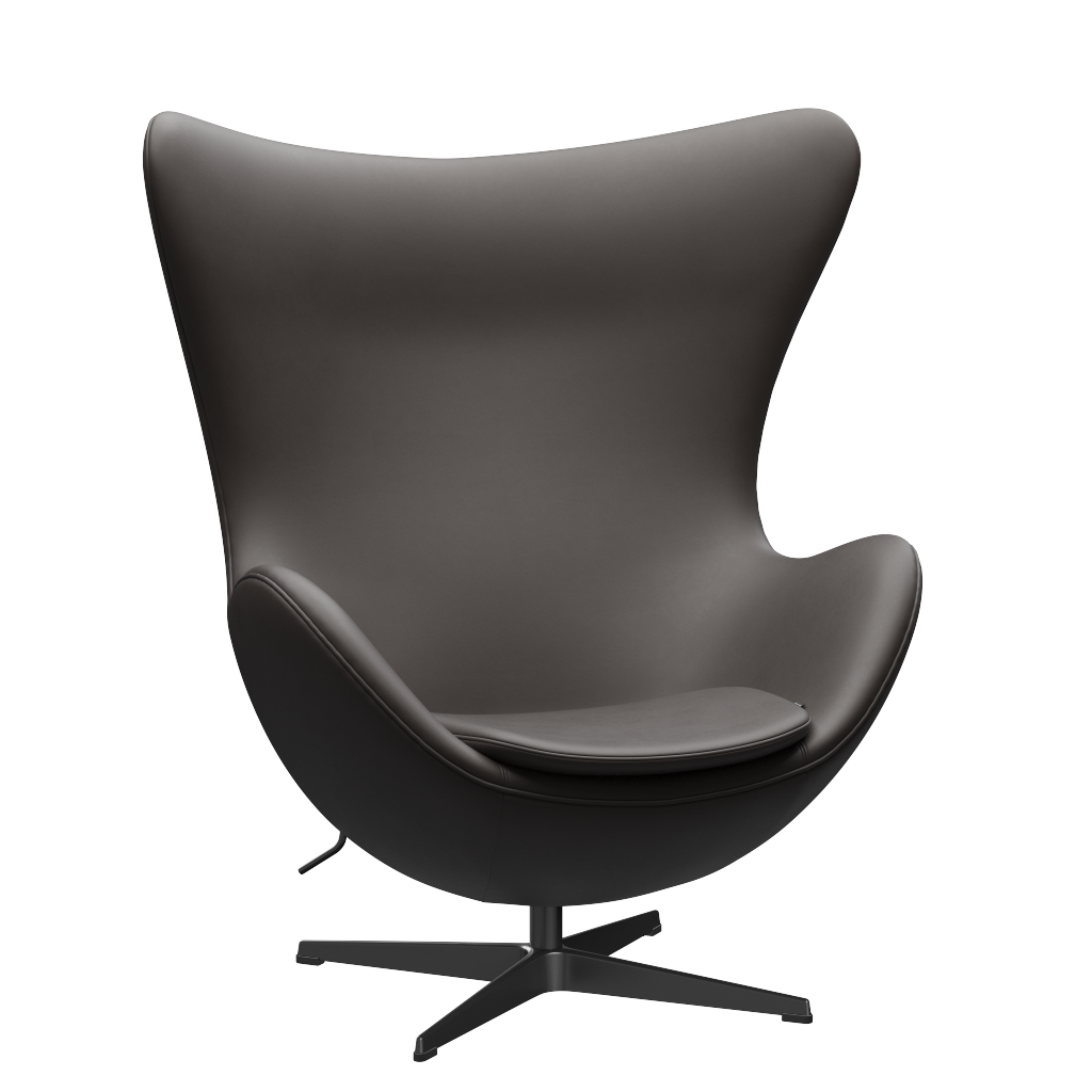 3316 Ægget loungestol, stel i sort af Arne Jacobsen Essential læder - Dark Brown - Jacobsen Plus