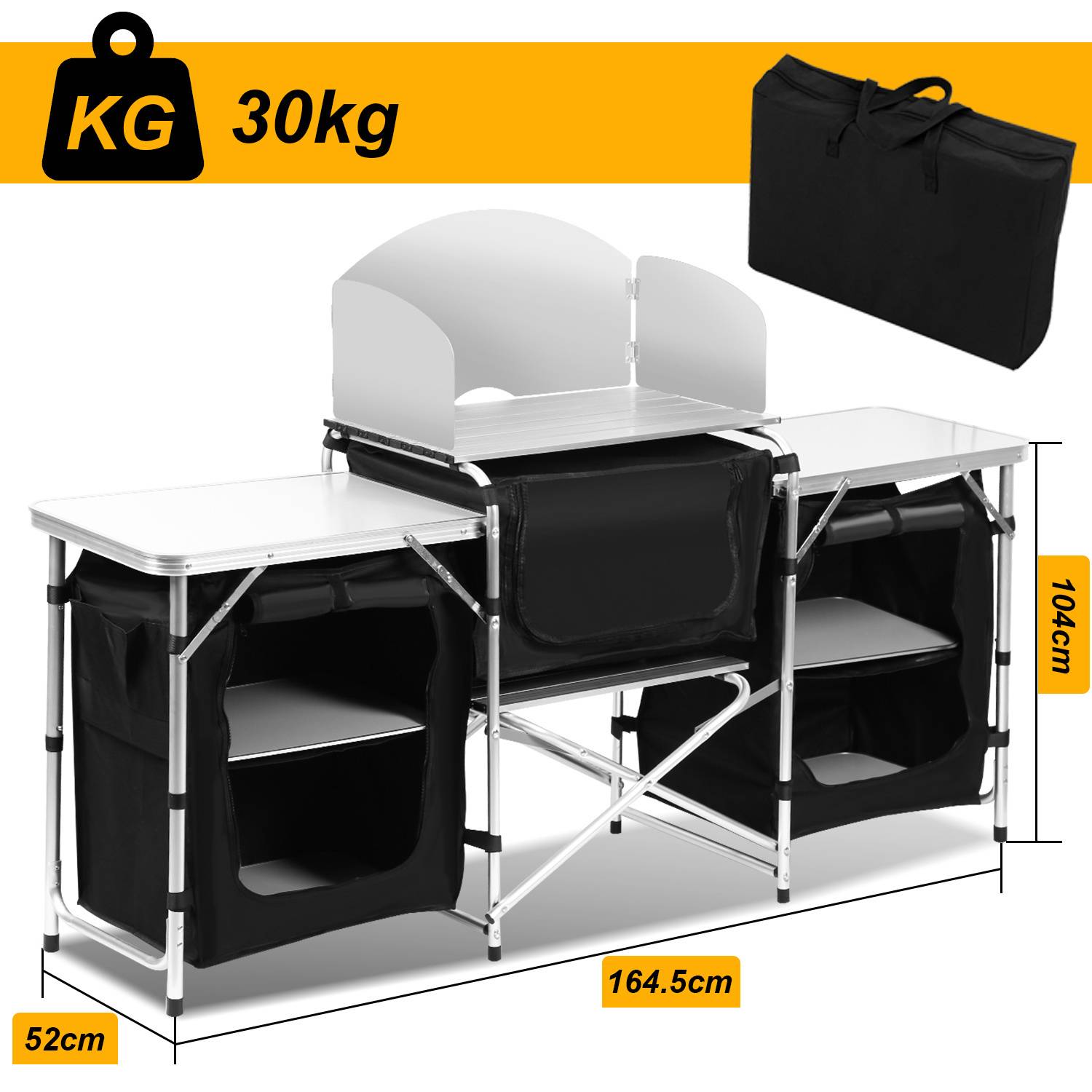 TEMU Foldable Camping Kitchen With Storage | Lightweight Camping Cabinet For Awnings And Travel | 2-table/3-table