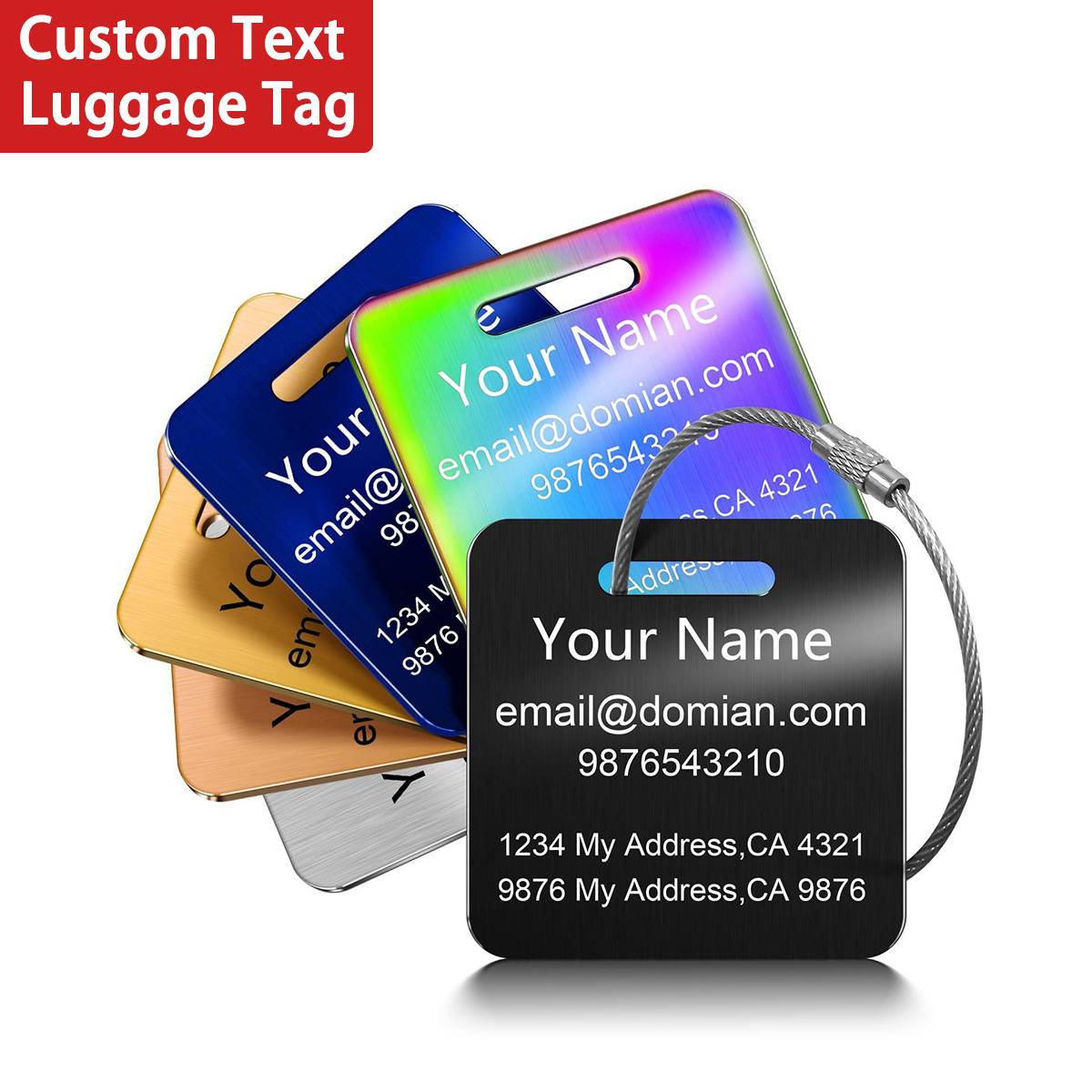 Custom Text Luggage Tag Engraving Customized Labels Anti-lost Stainless Steel Travel Accessories Personalized Text Suitcase Tag