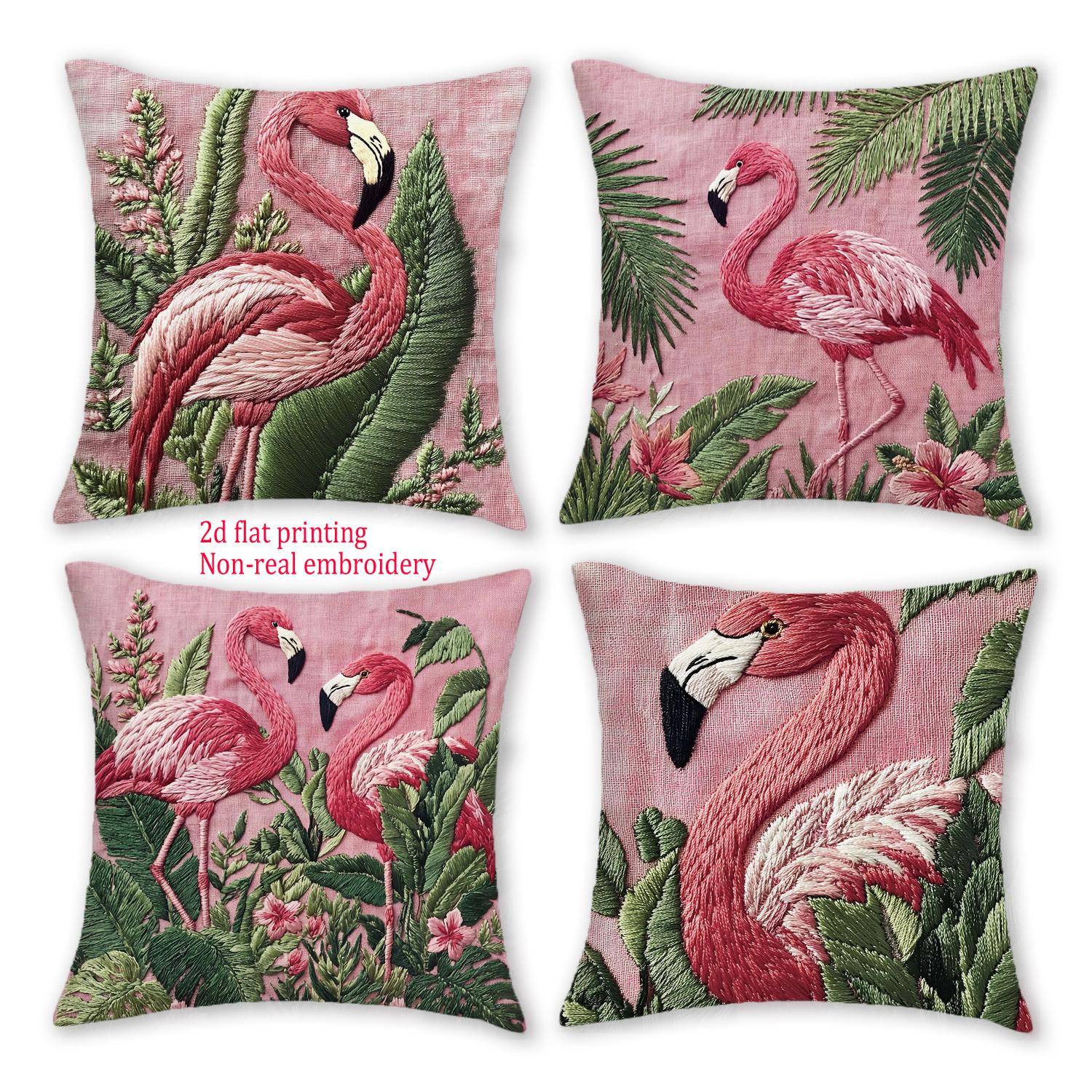 1/4st Tropiska Flamingo Kuddfodral Rosa Djungel Botaniska Dekoration Kuddfodral för Hem Soffa Sovrum Vardagsrum gray