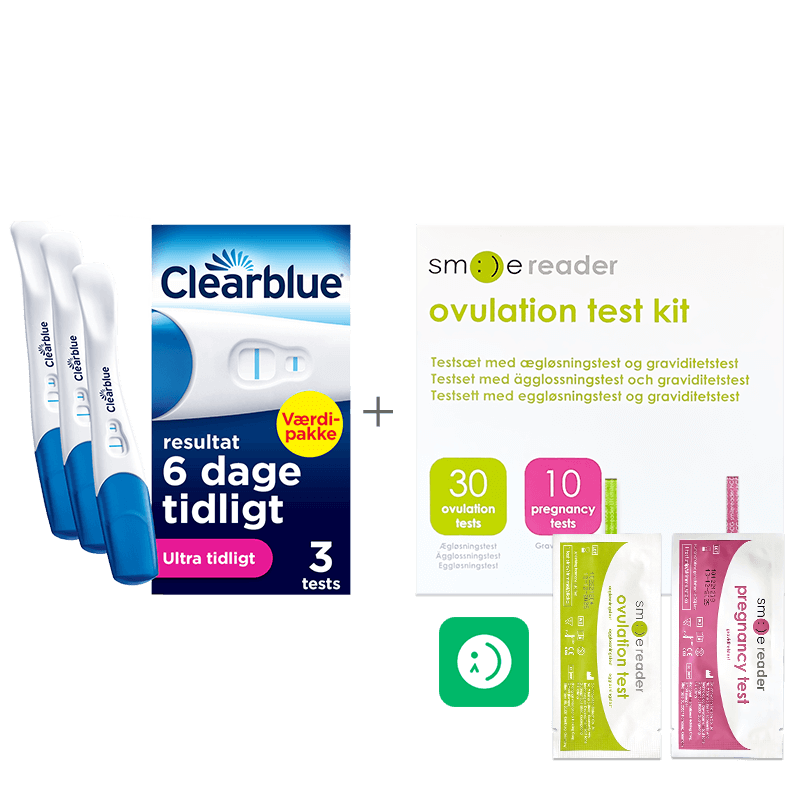 Pakke med Clearblue Tidlig Graviditetstest + Smile Reader