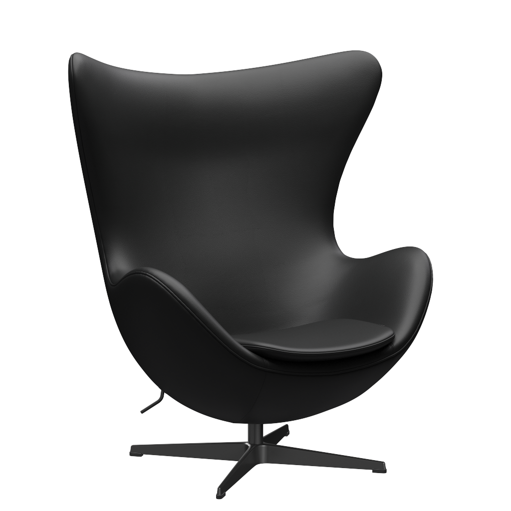 3316 Ægget loungestol, stel i sort af Arne Jacobsen Aura læder - Black - Jacobsen Plus