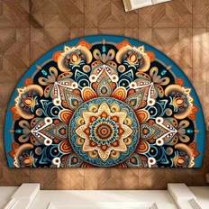 1pc Bohemian Style Semi-Circle Doormat, Pattern Carpet, Printed Rug, Retro Fashion Carpet, Entrance Rug, Living Room Rug, Bedroom Rug, Kitchen Rug, Ba - Multicolor - 60*90,50*80,40*60 (small Size),80*120