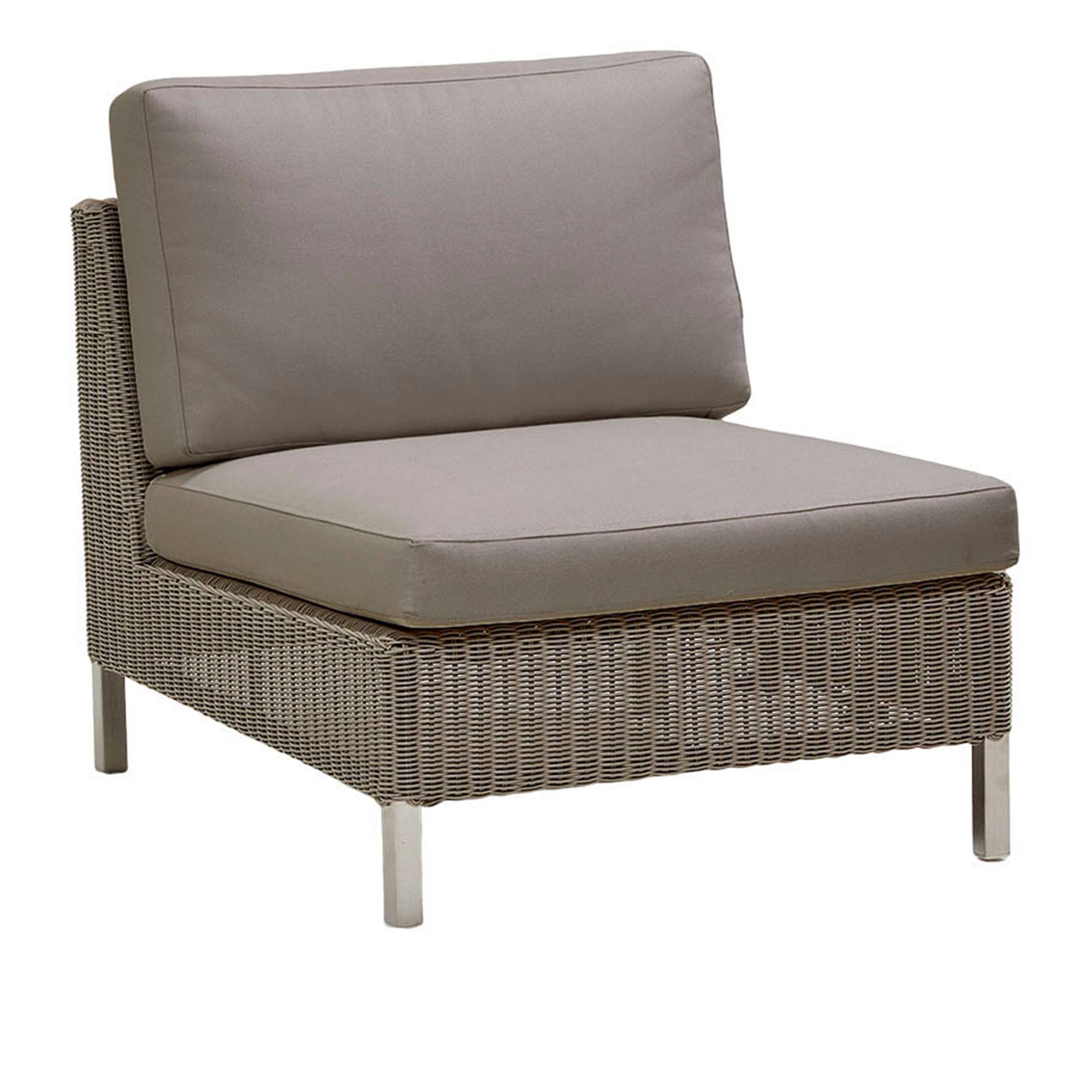 Cane-Line - Connect Enkelsitsig Modul, Dyna: Brun, Taupe, Cane-Line Weave, Cane-Line Natté, Ben: Galvaniserat stål - Fåtöljer utomhus - Cane-line Design Team,Cane-line - Metall/Textilmaterial