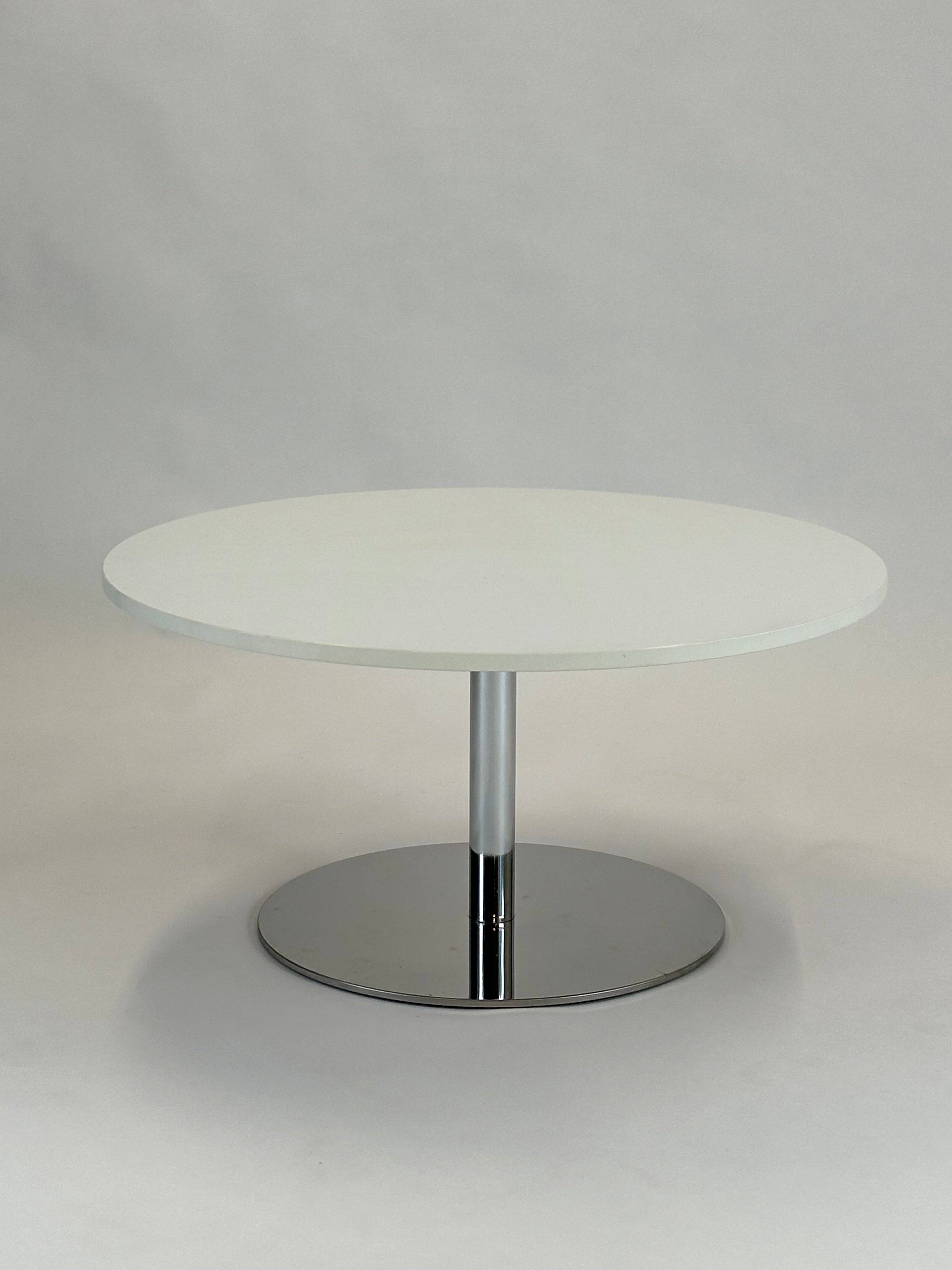 Sofabord – Hvid med Krom Stel Ø105 cm