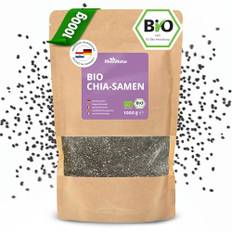 RheinNatur Bio Chia frön 1 kg – 100 % ekologiska chiafrön – rik på proteiner, fiber & omega-3 fettsyror – Perfekt för sallader, yoghurt, müsli och chiavatten – 1000 g påse