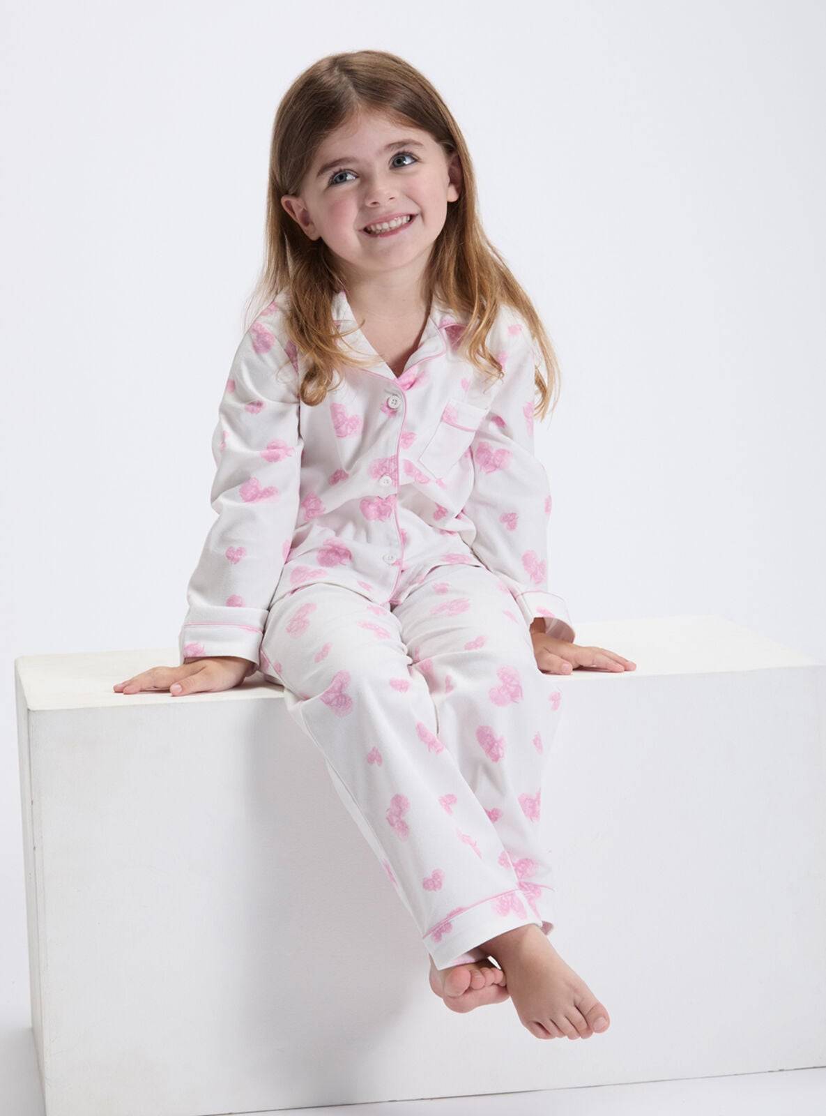Boux Avenue Kids' love clouds fleece pyjamas in a bag - Ivory Mix - 4-5