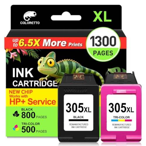 COLORETTO 305XL bläckpatron kompatibel med HP 305 XL, 1 svart och 1 färg | DeskJet 2820e 2800e 4200e 4220e 4230e 2810e 4222e 2821e 2822e 2823e 4210e 2700 2720e 2721e 2722e 2723e 2724 skrivare