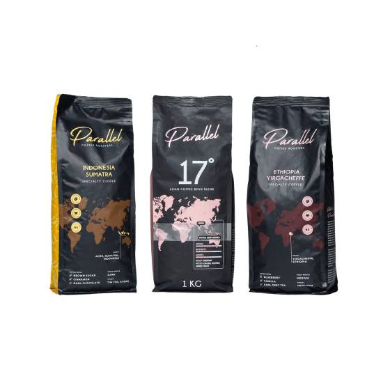 Coffee beans set Parallel Asia & Africa, 3 x 1 kg