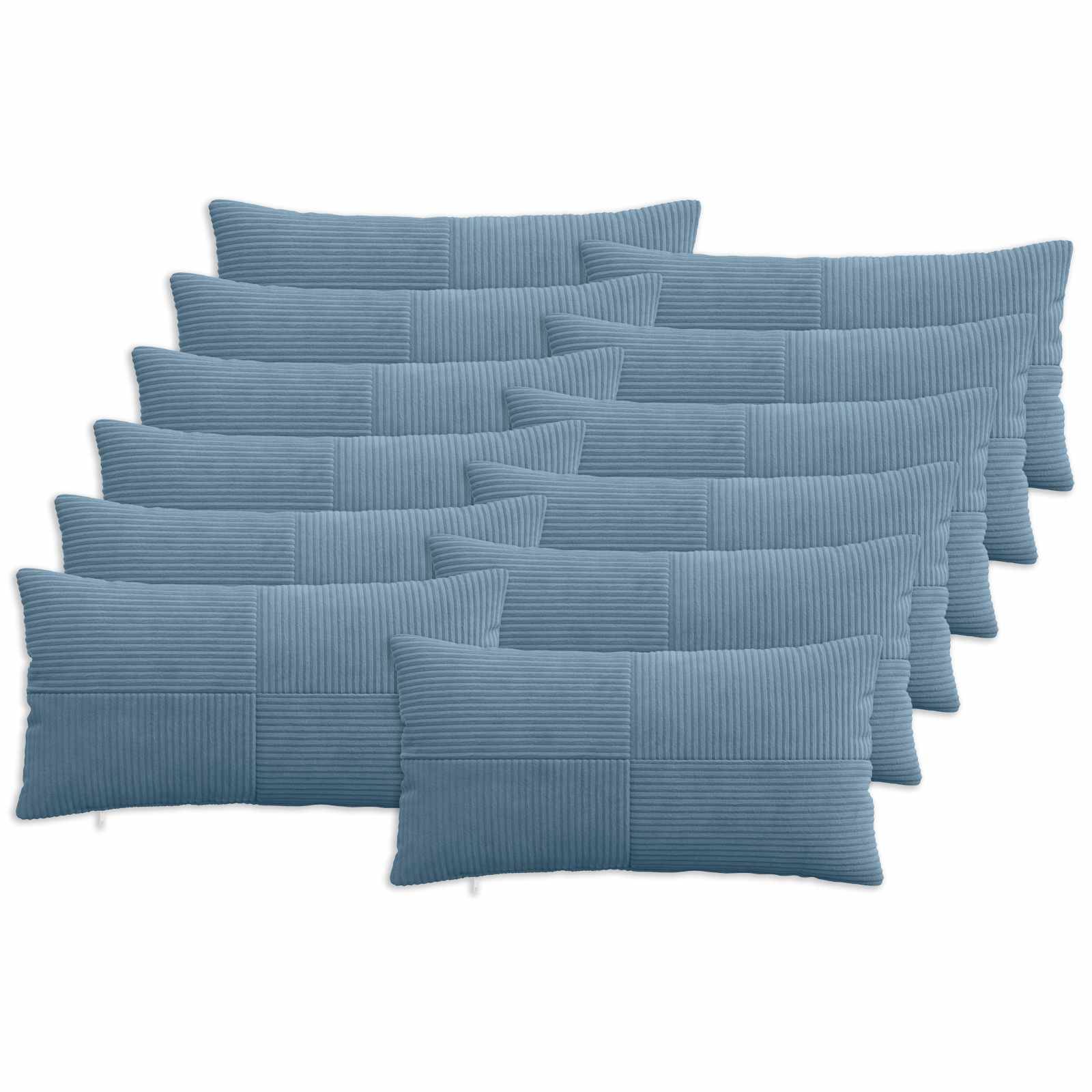 vidaXL Pudebetræk 12 pcs ALMELO Blå 40 x 80 cm cordfløjl