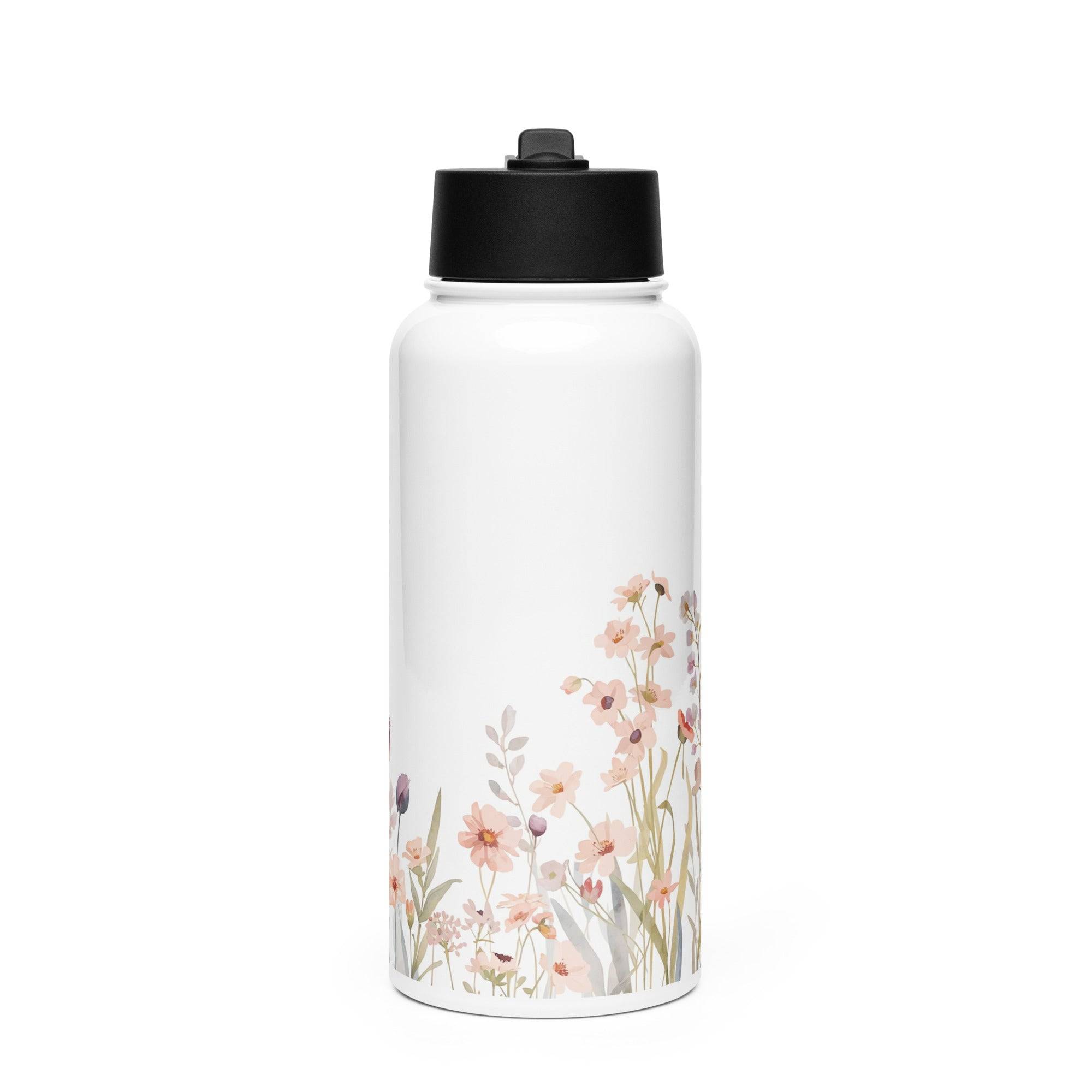 Stainless steel water bottle with a straw lid