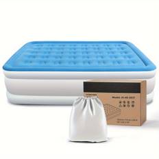 TEMU Kpuy Air Mattress For Two, With Built-in Electric Pump, Portable Foldable Inflatable Bed, Guest Bed, Suitable For Outdoor Camping, Rv And Home Use, 203 X 152 X 46 Cm Double Bed, Blue.