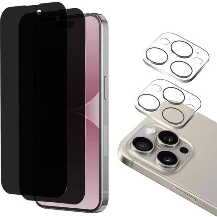 Protection Film - Phonillico - iPhone 15 PRO - Tempered Glass Anti-Spy - Pack of 2 - Scratch Resistant