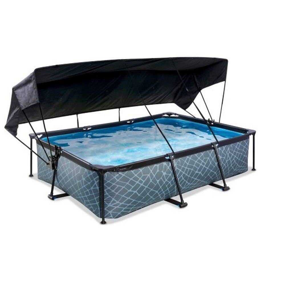 Exit Toys Pool Stone med Filterpump + Solsegel - 300x200x65cm