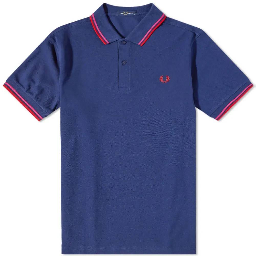 Fred Perry - Slim Fit Twin Tipped Polo Toppar - Herr - M - Bomull