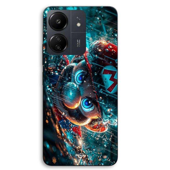 Coque de téléphone - MANIACASE - Xiaomi Redmi 13C 4G - Silicone TPU - Noir - Super Mario Fan art