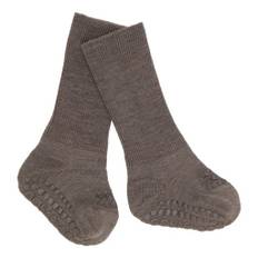 Non-Slip Merino Wool Strømper, Brown Melange, 20-22