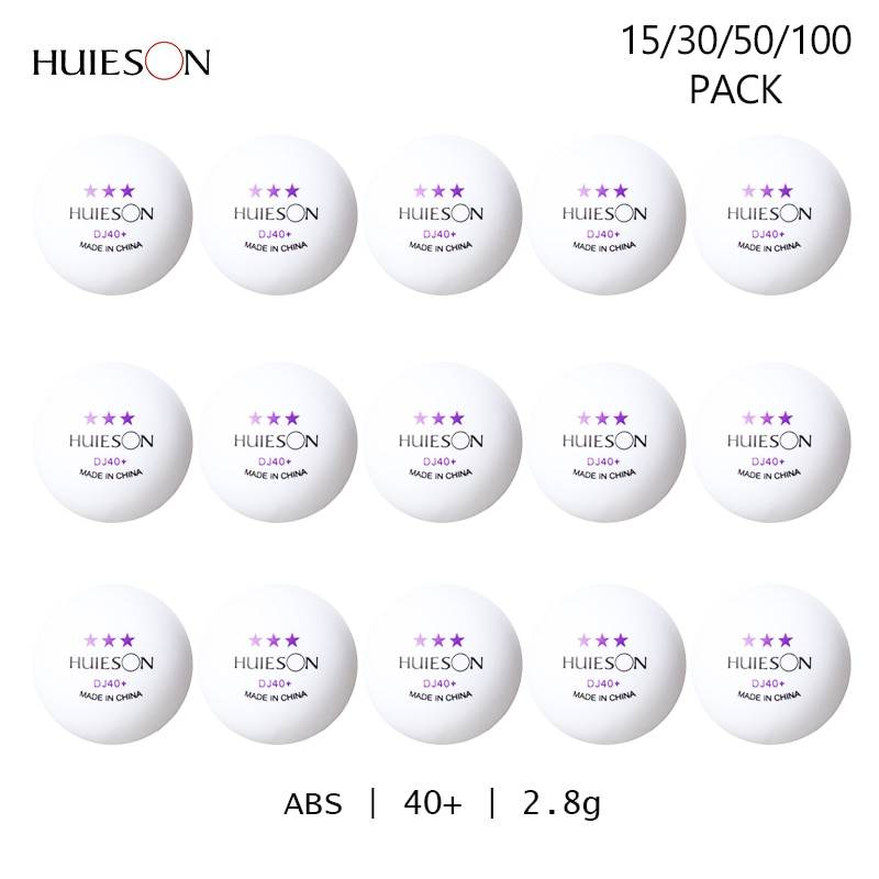 Huieson pingisbollar 3 stjärnor dj 40+ abs bordtennisbollar 100/50/30/15 pack - Vit 30 bollar