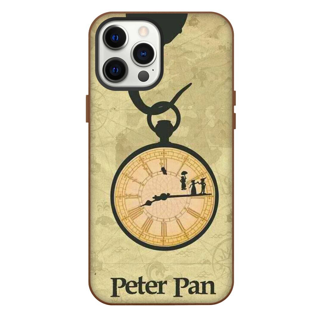 Peter Pan Phone Case For iPhone Samsung Galaxy Pixel OnePlus Vivo Xiaomi Asus Sony Motorola Nokia - Peter Pan Characters Hanging On Clock Silhouette Poster.