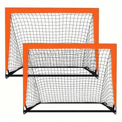 1 set bärbart pop-up fotbollsmålnät – fotbollsmålnät för vuxna, hopfällbart, slitstarkt PP-material, lämpligt för utomhussporter i trädgården, fotboll - Orange (En-Storlek,Orange förstorad)