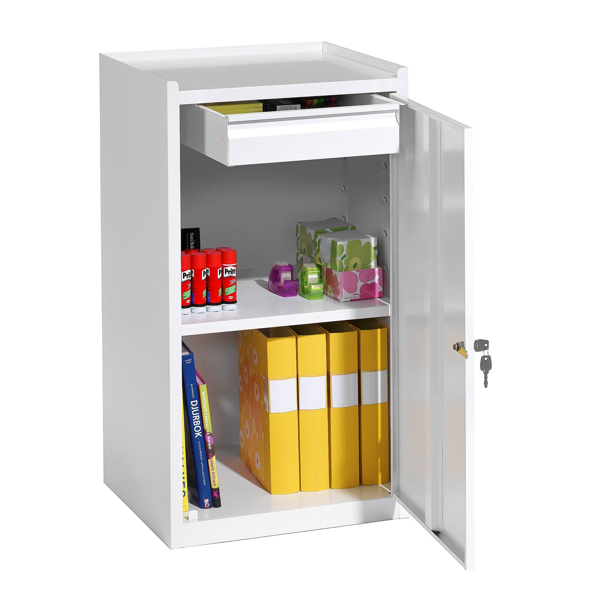 Verktygsskåp SERVE, med 1 utdragbar låda, 900x500x450 mm, vit