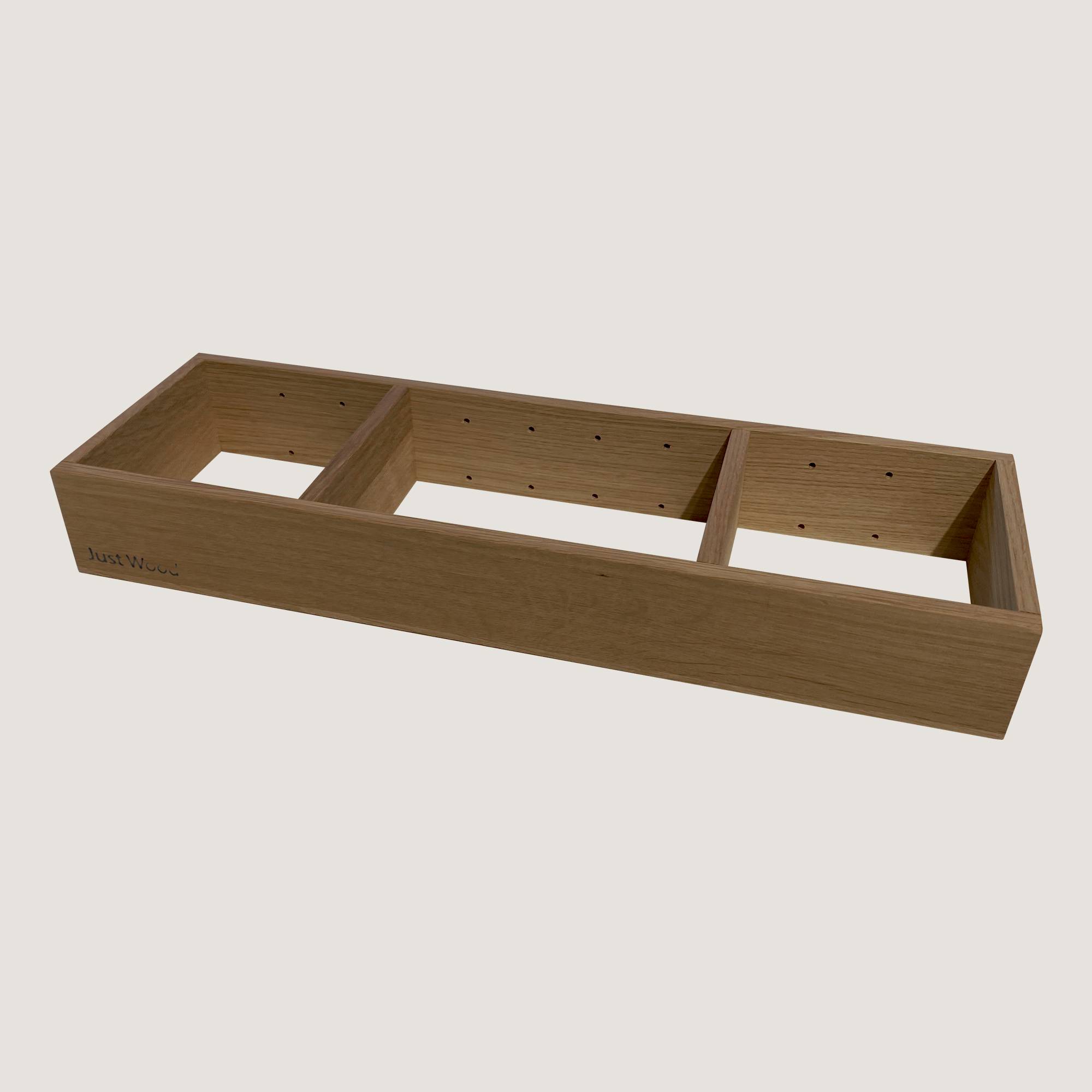 Just Wood Mørkolieret Skuffeinddeler til vaskeskuffe i badmøbler med dybde 47 cm.