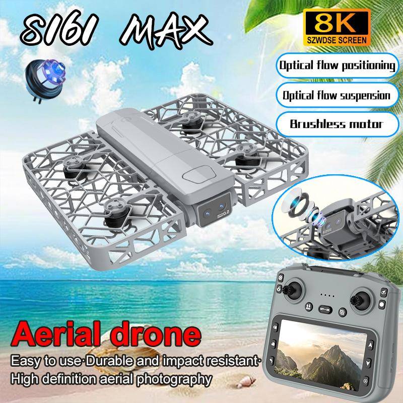 Ny S161 Mini Drone Professionell 8K Kamera med 5G WiFi FPV UAV Skärm Fjärrkontroll Borstlös Motor Quadcopter Festivalpresent