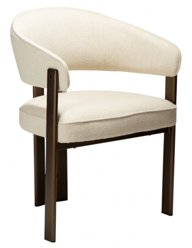 DUCT Spisebordsstol i metal og bouclé polyester H81,5 cm - Antik børstet messing/Beige