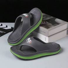 Flip Flops för män, Smile Letter Design, Soft EVA Flat Non-Slip House Tofflor, Herr sommarstrandsandaler, Superbekväma halkfria EVA-sula, Slitstarka C - Mörk grågrön - CN36-37,CN38-39,CN40-41,CN42-43,CN44-45