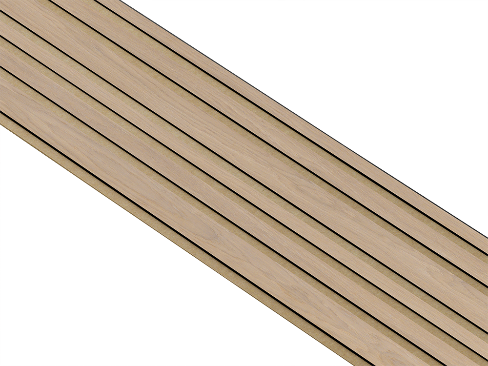 I-Wood Basic Mixed listebredde paneler, i sort kerne, natur ubehandlet - mål 17 x 300 x 2780 mm.