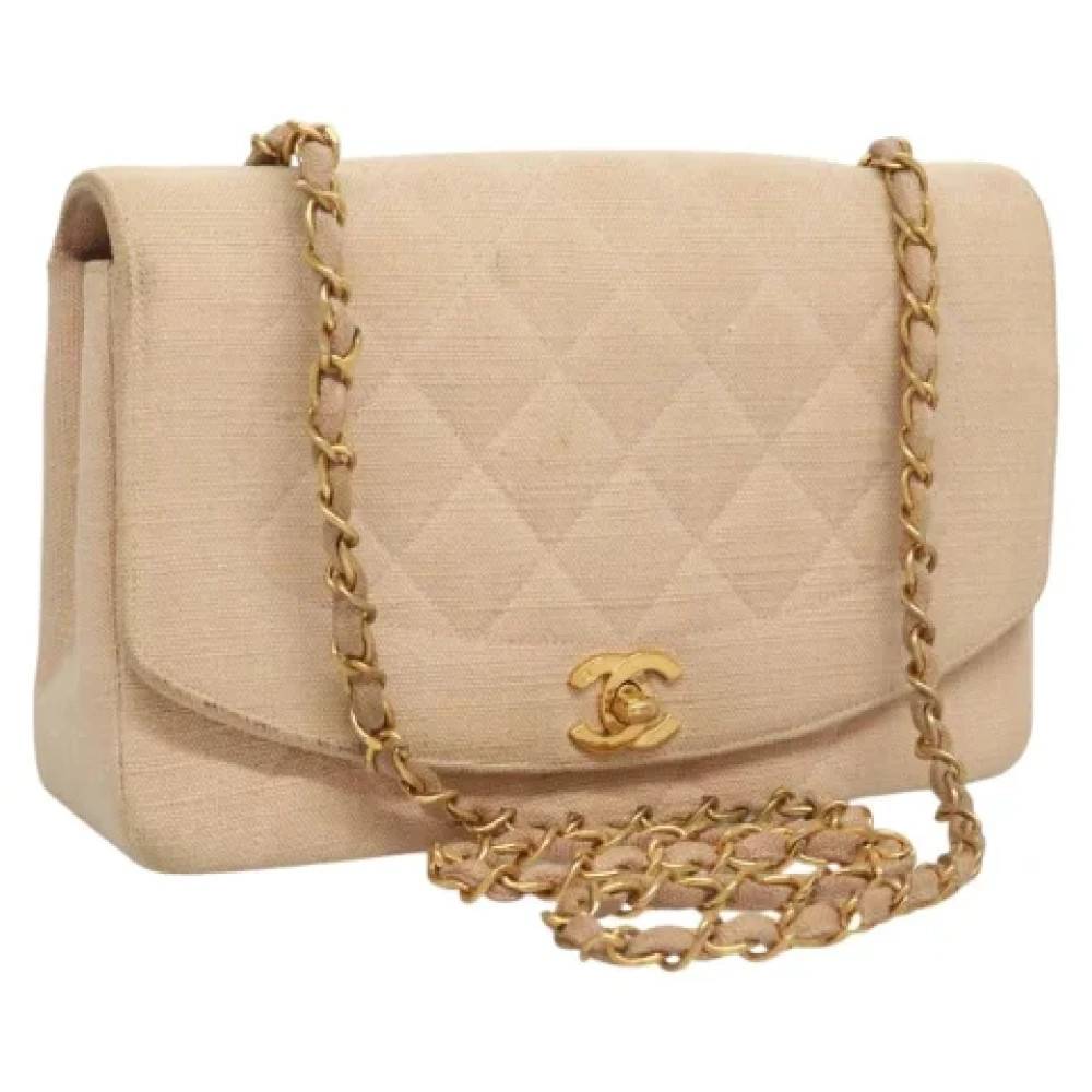 Chanel Vintage Pre-owned Vintage Skuldertaske - Vintage - Dame - Beige - ONE SIZE - Uld