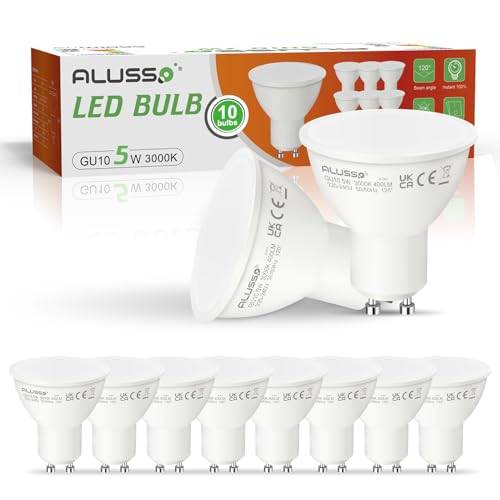 ALUSSO GU10 LED Warmweiss 5W Lampe, 3000K Warmweiß Leuchtmittel, 10 Stück