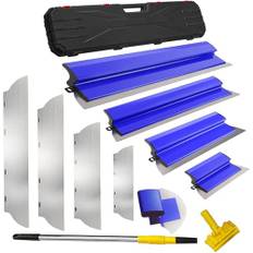 DURDUR Ytspatelsats, rostfritt stålblad, spatel, verktyg, 25 cm + 40 cm + 60 cm + 80 cm spatel och utbytbar 0,38 mm & 0,5 mm tjockt rostfritt stål och 83,5–128 cm teleskopstång (blå)