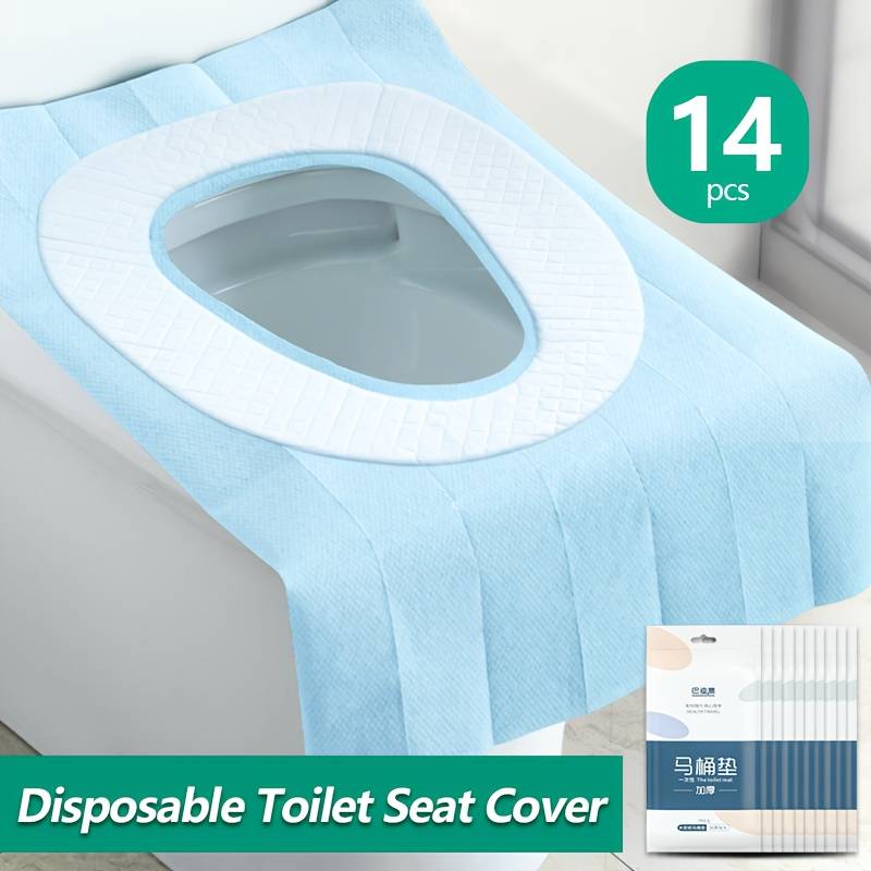 14pcs/7pcs Disposable Toilet Seat Covers, Portable Travel Toilet Seat Cushions, Suitable For Public Restrooms, Airplanes, And Camping Travel Accessories.