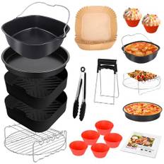 Heißluftfritteuse Zubehör 14 Teiliges Set,22cm Airfryer Zubehör XXL Kompatibel für Philips Airfryer XXL7,2L,8,3L,COSORI 5,5L,Tefal 6,5L, Cecotec 6L etc,Airfryer Silikonform Air Fryer Zubehör.