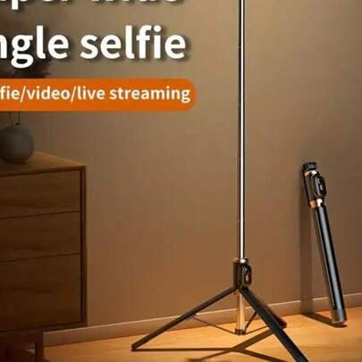 170 cm stativ med fjärrkontroll och selfie-pinne kompatibel med iPhone och Android-telefon mobiltelefon lämplig för livestreaming, vlogg, familjesamma - Svart (En-Storlek)