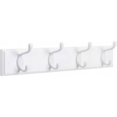 Vägg Klädhängare Med 4 Metallkrokar - Vit 40 x 9 x 7 cm