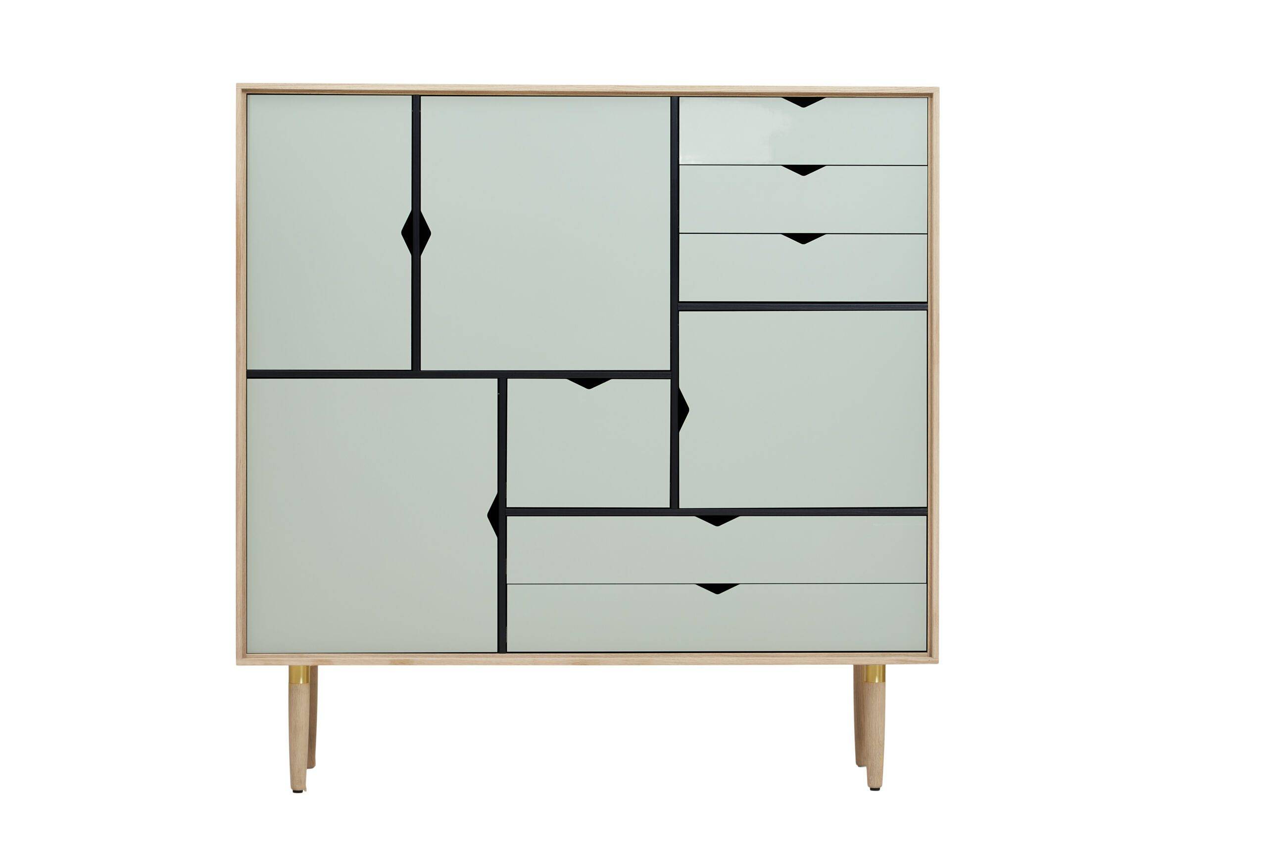 S3 Reol, massivt eg - 131 x 43 x 132 cm Iron Sæbebehandlet Eg.