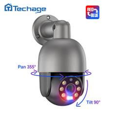 Techage 4MP 8MP PTZ Säkerhet POE IP-kamera CCTV-övervakning 2K 4K Videokamera Utomhus Ai Människodetektering Tvåvägsljud ONVIF 8MP UK grå