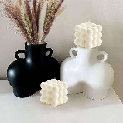 Kreativ sfärisk sojvaxkub doftljus, exklusiv bröllopsgåva, handgjord kreativ dekoration, elegant doftljus, ljushållare för hemmet, dekorativt doftljus (En-Storlek,White-Love Cube)