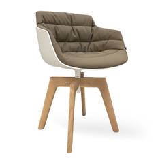 Mdf Italia Flow Armchair Wood - Frontpolstret - Londra Stof - Mørkbejdset Eg / black R061 Col. 07 / white X112 (som vist)