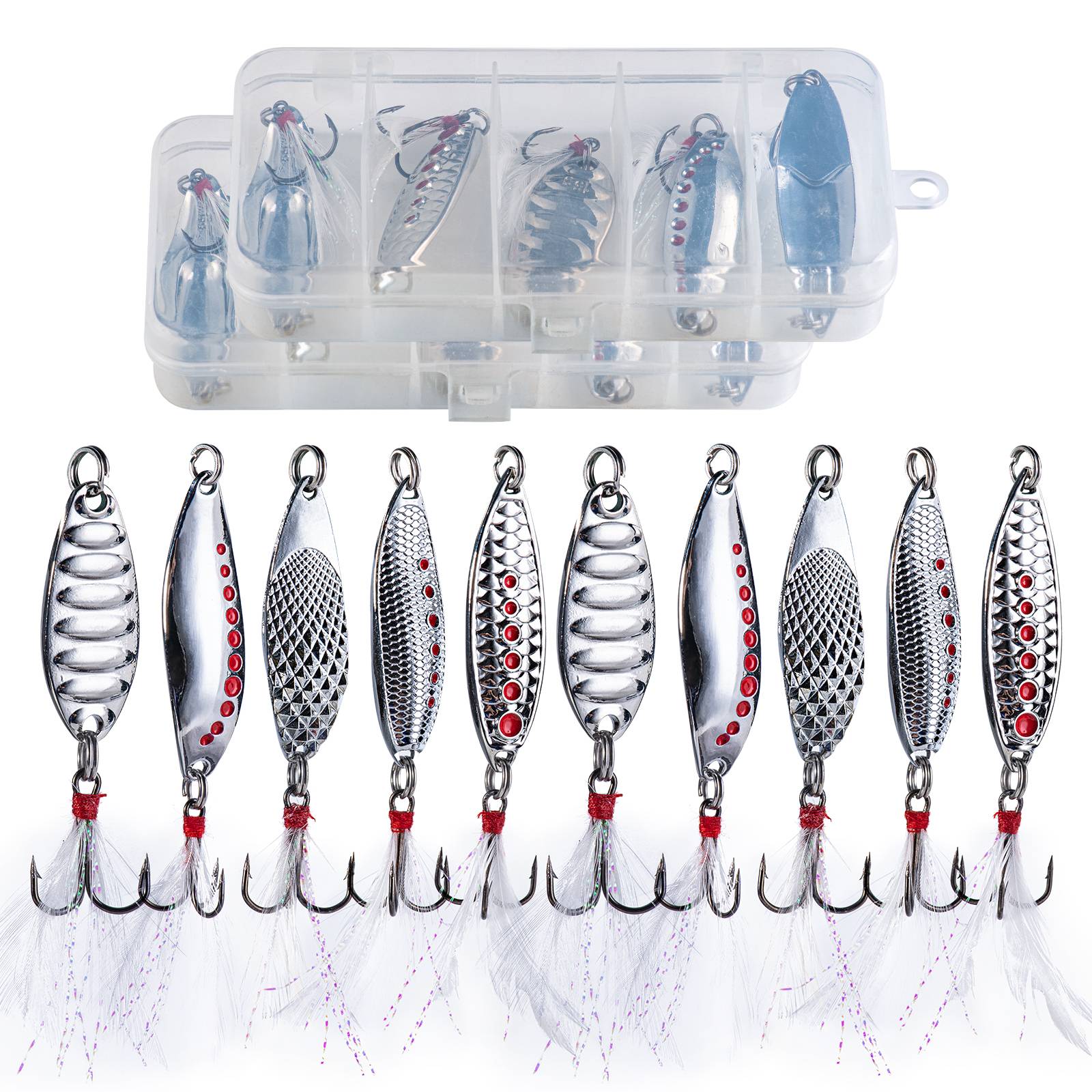 Goture 10-40pcs Lure Spoon Fishing Lures Wobblers Spinner Baits Shads Sequin Metal jigging For Carp Fishing Topwater Bass