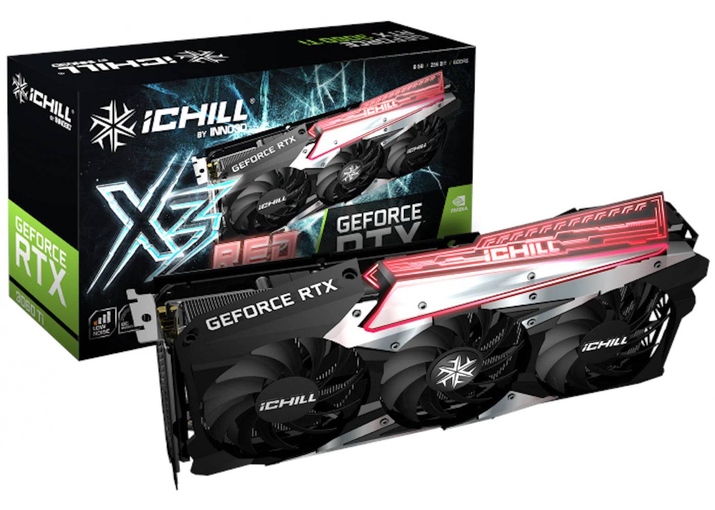 NVIDIA INNO3D GeForce RTX 3060 TI ICHILL X3 RED 8G LHR Graphics Card (C306T3-08D6X-1671VA39H) - One Size (One Size)