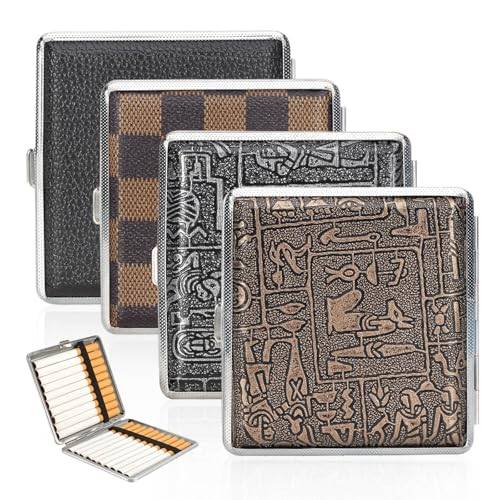 4 stycken cigarettfodral i metall cigarettbox cigarett fodral för 20 cigaretter cigarettfodral för kvinnor män byxor och skjortväskor (10 x 10 x 2 cm)