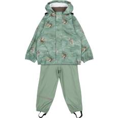 Mikk-Line PU Rain Set AOP w. Susp/104 Str 92 - Green Bay Regntøj Polyurethan hos Magasin