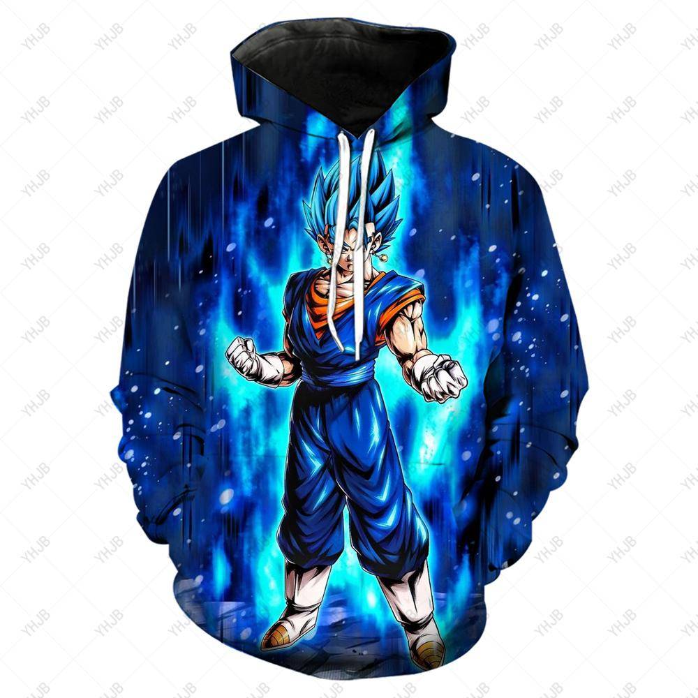 Dragon Ball Z Hoodie för barn Pojkar och flickor 3D-utskrift Herrtröja Mode Lös långärmad vår Höst Goku Veget Pullover cm blue
