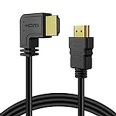 TNP Högervinklad HDMI-kabel (3FT) – Höghastighets HDMI 2.0-sladd UHD 4K 60hz 2K 2160p Full HD 1080p Quad HD 1440p 3D ARC/eARC Ethernet för Xbox One X/S PS4 Pro/Slim och Apple TV 4K, Nintendo Switch