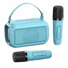 MINI TRÅDLØS BLUETOOTH-HØJTTALER + KARAOKE 2 MIKROFONER LED TIL BØRN