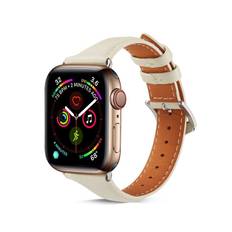 Apple Watch 45mm Series 7 Smalt armband i äkta läder, beige