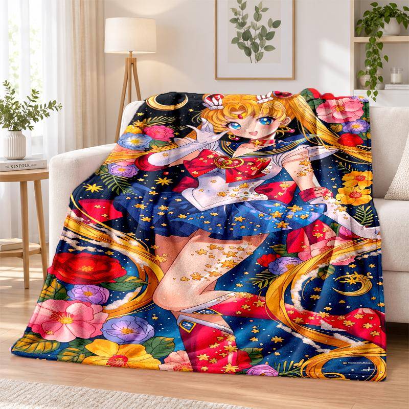 Sailor Moon Flanellfilt Mjuk Varm Mysig För Soffa Säng Inomhus Hem Sovrum Användning